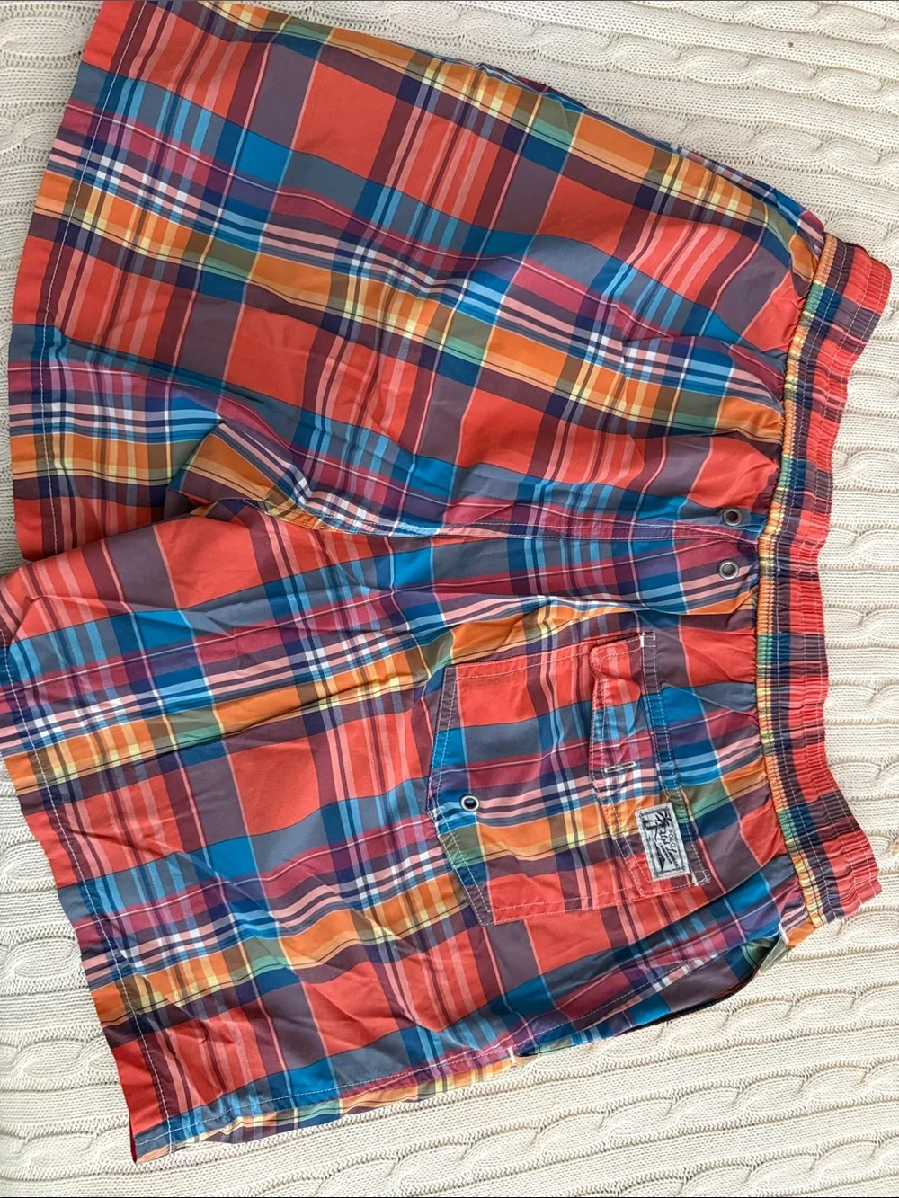 Polo by Ralph Lauren Red Multi Plaid Swim Trunks